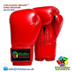 Volcanic Beast® Pro Boxing Gloves Blue Premium Genuine Cowhide Leather Microfiber Polyurethane PU Rexine Buffalo Heavyweights Hard Sparring Lace-Up Hook-and-Loop Velcro Red