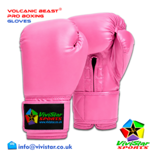 Volcanic Beast® Pro Boxing Gloves Premium Genuine Cowhide Leather Microfiber Polyurethane PU Rexine Buffalo Heavyweights Hard Sparring Lace-Up Hook-and-Loop Velcro Pink