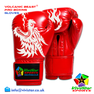 Volcanic Beast® Pro Sparring Edition Boxing Gloves Premium Genuine Cowhide Leather Microfiber Polyurethane PU Rexine Buffalo Heavyweights Hard Sparring Lace-Up Hook-and-Loop Velcro Red