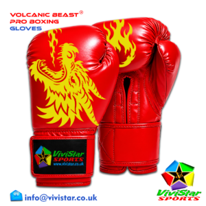 Volcanic Beast® Pro Sparring Edition Boxing Gloves Premium Genuine Cowhide Leather Microfiber Polyurethane PU Rexine Buffalo Heavyweights Hard Sparring Lace-Up Hook-and-Loop Velcro Red Yellow