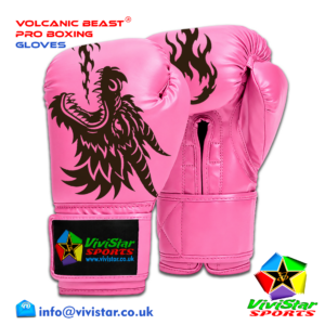 Volcanic Beast® Pro Sparring Edition Boxing Gloves Premium Genuine Cowhide Leather Microfiber Polyurethane PU Rexine Buffalo Heavyweights Hard Sparring Lace-Up Hook-and-Loop Velcro Pink