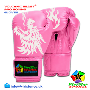 Volcanic Beast® Pro Sparring Edition Boxing Gloves Premium Genuine Cowhide Leather Microfiber Polyurethane PU Rexine Buffalo Heavyweights Hard Sparring Lace-Up Hook-and-Loop Velcro Pink