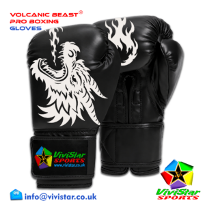 Volcanic Beast® Pro Sparring Edition Boxing Gloves Premium Genuine Cowhide Leather Microfiber Polyurethane PU Rexine Buffalo Heavyweights Hard Sparring Lace-Up Hook-and-Loop Velcro Black