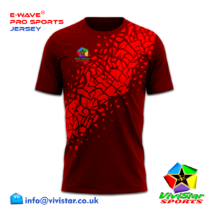 Vivistar Sports E-Wave® Pro Jersey – Strips for elite gamers athletes fluid sublimated gradient Polyester Lightweight, ultra-breathable knit fabric Shattered Ice Red