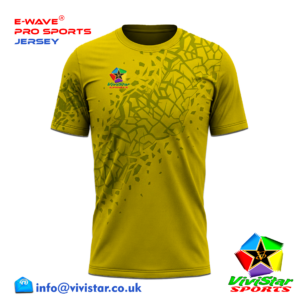Vivistar Sports E-Wave® Pro Jersey – Strips for elite gamers athletes fluid sublimated gradient Polyester Lightweight, ultra-breathable knit fabric Shattered Ice Olive Yellow