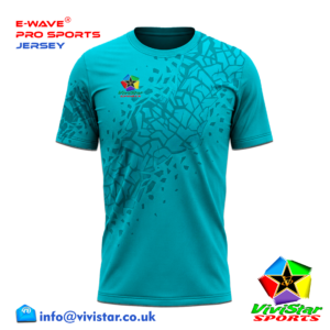 Vivistar Sports E-Wave® Pro Jersey – Strips for elite gamers athletes fluid sublimated gradient Polyester Lightweight, ultra-breathable knit fabric Shattered Ice Dark Turquoise