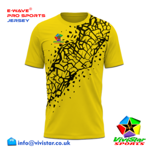 Vivistar Sports E-Wave® Pro Jersey – Strips for elite gamers athletes fluid sublimated gradient Polyester Lightweight, ultra-breathable knit fabric Shattered Ice Yellow